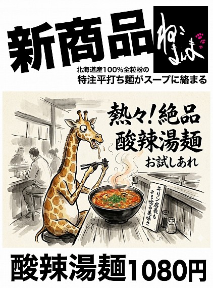 平打ち麺の酸辣湯麺